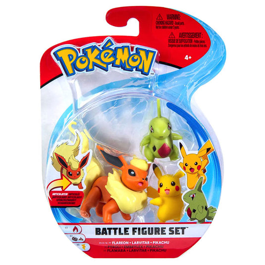 Pokemon - Battle Figures Set 3 Pack - Flareon + Larvitar + Pikachu