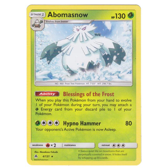 Pokemon - Sun & Moon - Forbidden Light - Abomasnow - 4/131 Pokemon - Sun & Moon - Forbidden Light - Abomasnow - 4/131