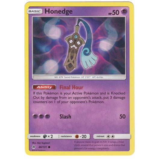 Pokemon - Sun & Moon - Forbidden Light - Honedge - 46/131