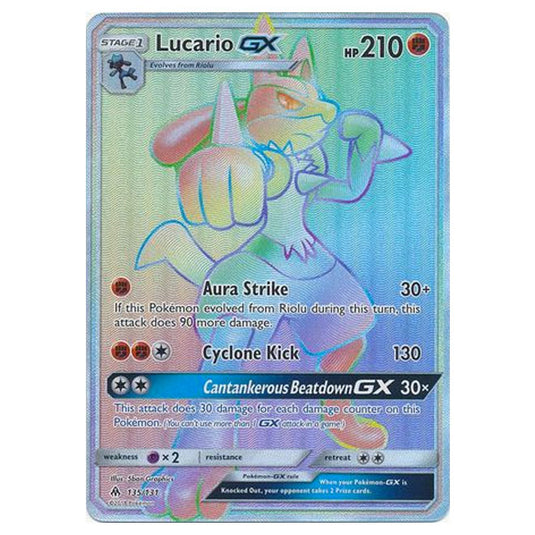 Pokemon - Sun & Moon - Forbidden Light - Lucario-GX (Rainbow Rare) - 135/131