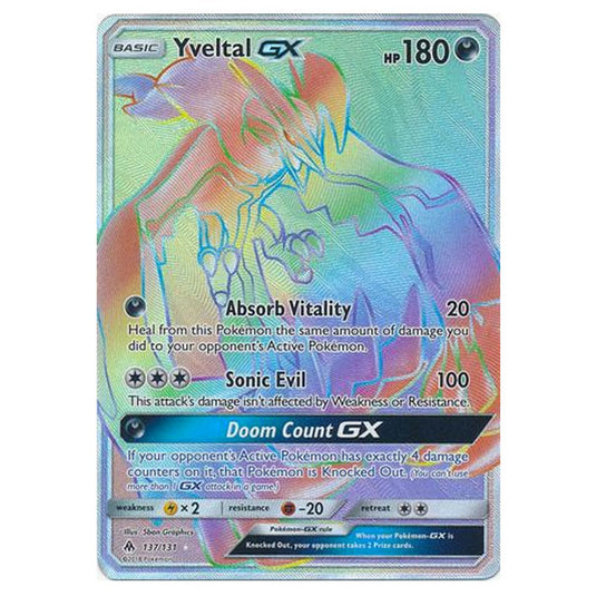 Pokemon - Sun & Moon - Forbidden Light - Yveltal-GX (Rainbow Rare) - 137/131