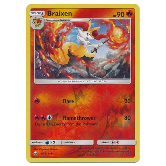 Pokemon - Sun & Moon - Forbidden Light - Braixen (Reverse Holo) - 16/131