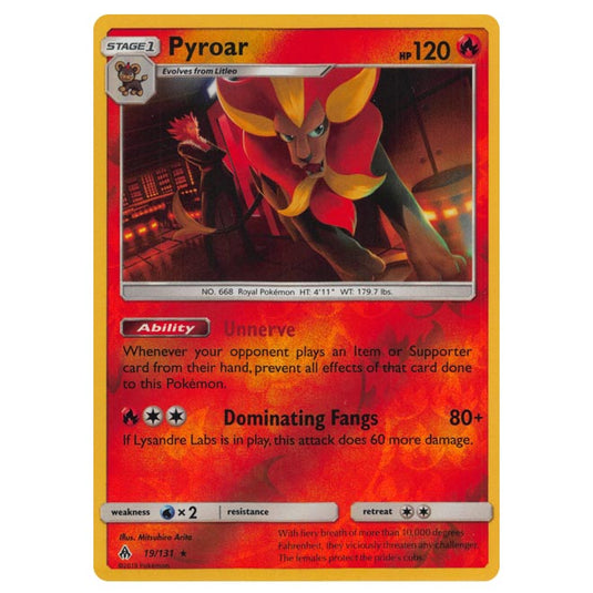 Pokemon - Sun & Moon - Forbidden Light - Pyroar (Reverse Holo) - 19/131