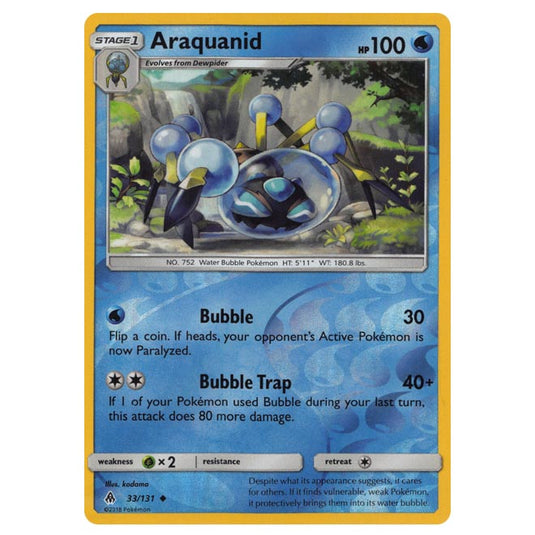 Pokemon - Sun & Moon - Forbidden Light - Araquanid (Reverse Holo) - 33/131