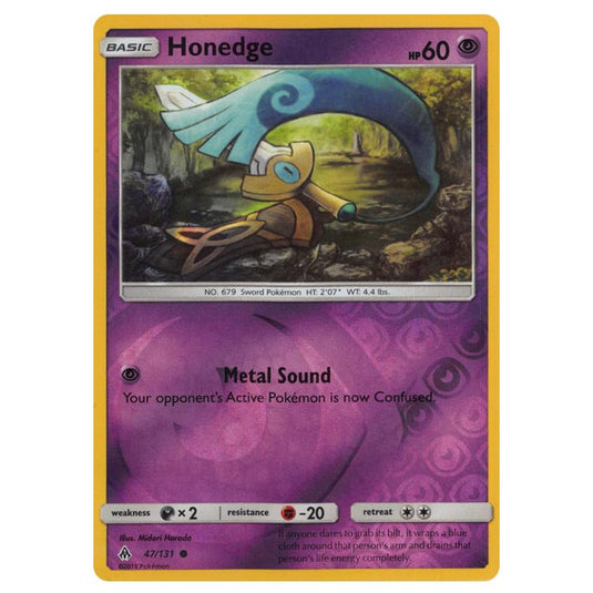 Pokemon - Sun & Moon - Forbidden Light - Honedge (Reverse Holo) - 47/131