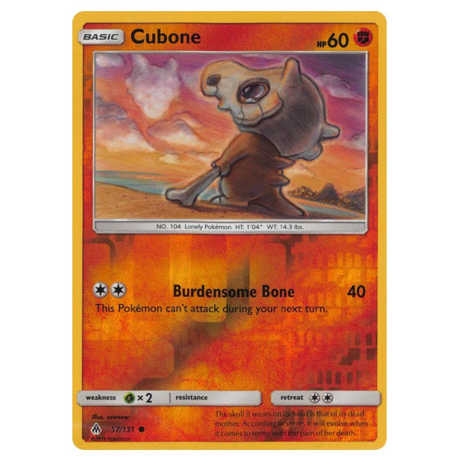 Cubone Reverse Holo Pokemon - Sun & Moon - Forbidden Light - Cubone (Reverse Holo) - 57/13