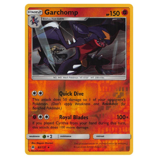 Pokemon - Sun & Moon - Forbidden Light - Garchomp (Reverse Holo) - 62/131