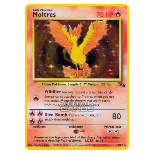 Pokemon - Fossil - Moltres - 12/62 Played Unlimited English