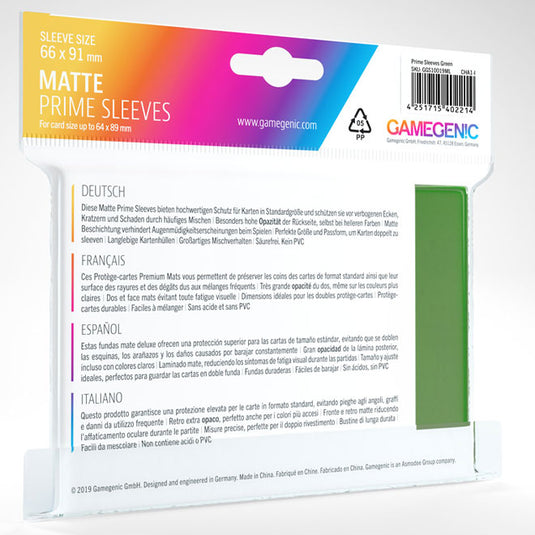 Gamegenic - Matte Prime Sleeves 100 Green