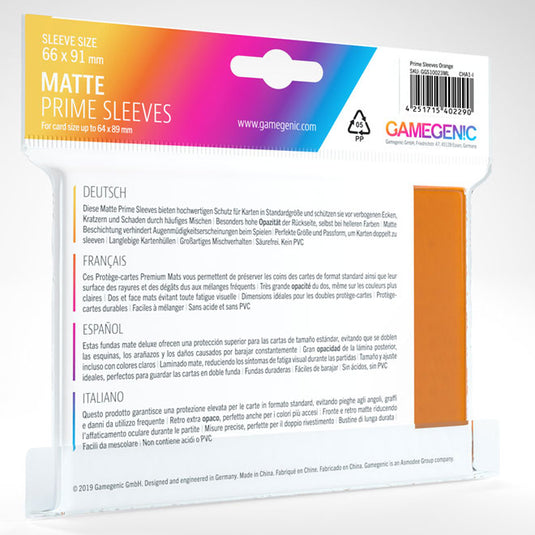 Gamegenic - Matte Prime Sleeves 100 Orange