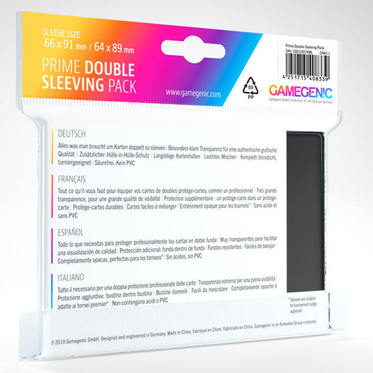 Gamegenic - Prime Double Sleeving Pack - Black - (2x80 Sleeves)