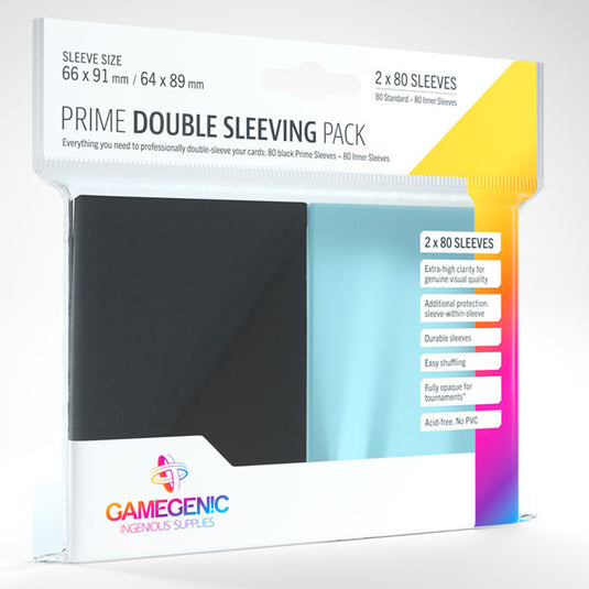 Gamegenic - Prime Double Sleeving Pack - Black - (2x80 Sleeves)