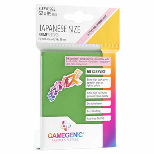 Gamegenic - PRIME Japanese Sized Sleeves - Green (60 Sleeves)