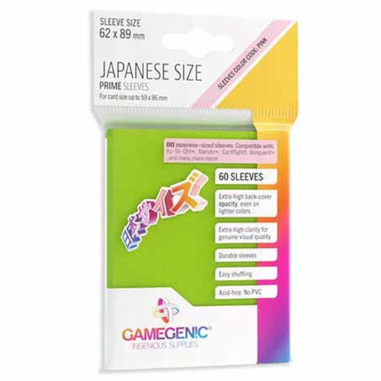 Gamegenic - PRIME Japanese Sized Sleeves - Lime Green (60 Sleeves)