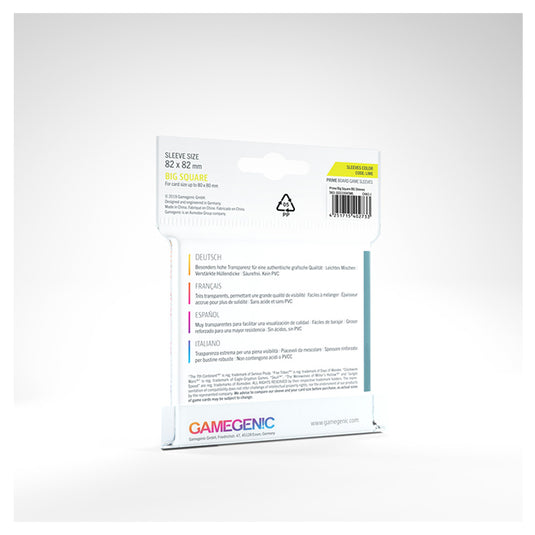 Gamegenic - PRIME Big Square-Sized Sleeves 82 x 82 mm- Clear (50 Sleeves)