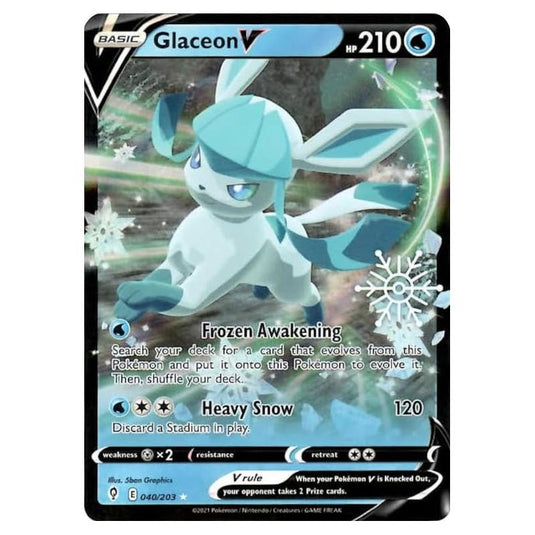 Pokemon - Sword & Shield - Evolving Skies - Glaceon V - 040/203 - Holiday Calendar