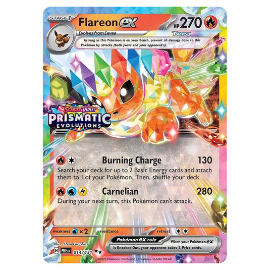 Pokemon - Scarlet & Violet - Prismatic Evolutions - Flareon ex - 014/131 - Stamped Promo Pokemon - Scarlet & Violet - Prismatic Evolutions - Flareon ex - 014/131 - Stamped Promo