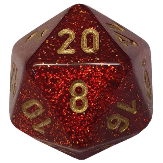 Chessex - Signature 16mm D20 - Glitter Ruby with Gold