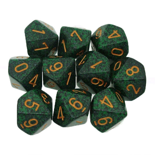 Chessex - Speckled Polyhedral D10 10-Dice Blocks -  Golden Recon