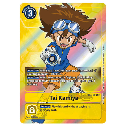 Digimon Card Game - Great Legend (BT-04)  - Tai Kamiya (Alternative Art) (Promo) - BT4-094
