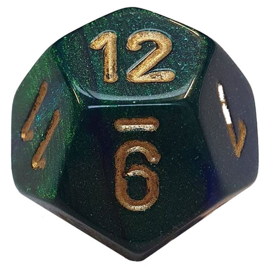 Chessex - Gemini 16mm D12 - Blue-Green w/Gold