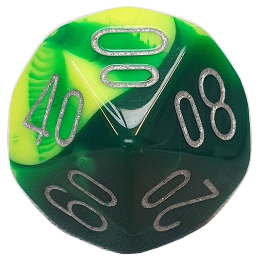 Chessex - Gemini 16mm D10/100 - Green-Yellow w/Silver