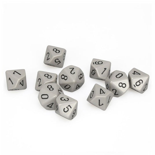 Chessex - Opaque Polyhedral D10 10-Dice Blocks -  Grey/black