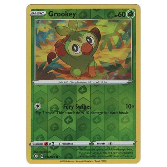 Pokemon - Sword & Shield - Shining Fates - Grookey - 011/72 - (Reverse Holo)