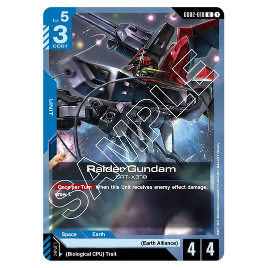Raider Gundam GD02-010 card from the Gundam Card Game set Dual Impact