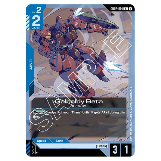 Galbaldy Beta GD02-014 card from the Gundam Card Game set Dual Impact