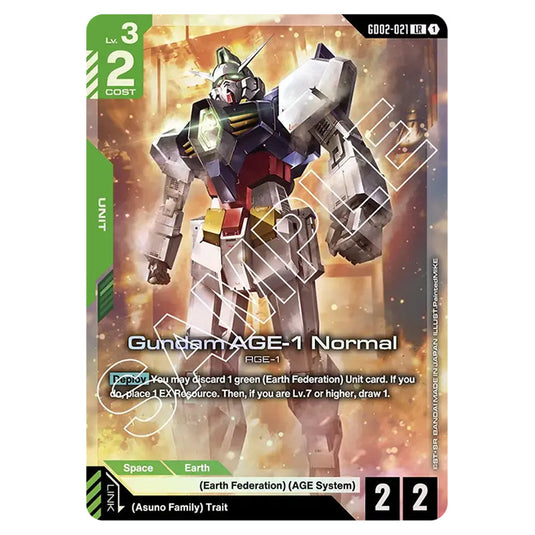 Gundam AGE-1 Normal GD02-021 card from the Gundam Card Game set Dual Impact