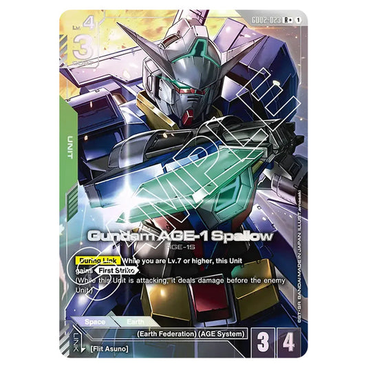 Gundam AGE-1 Spallow GD02-023-a card from the Gundam Card Game set Dual Impact