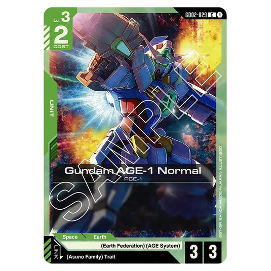 Gundam AGE-1 Normal GD02-029 card from the Gundam Card Game set Dual Impact