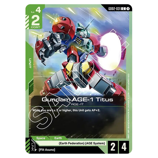 Gundam AGE-1 Titus GD02-031 card from the Gundam Card Game set Dual Impact