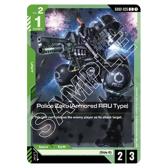 Police Zaku (Armored RRU Type) GD02-035 card from the Gundam Card Game set Dual Impact