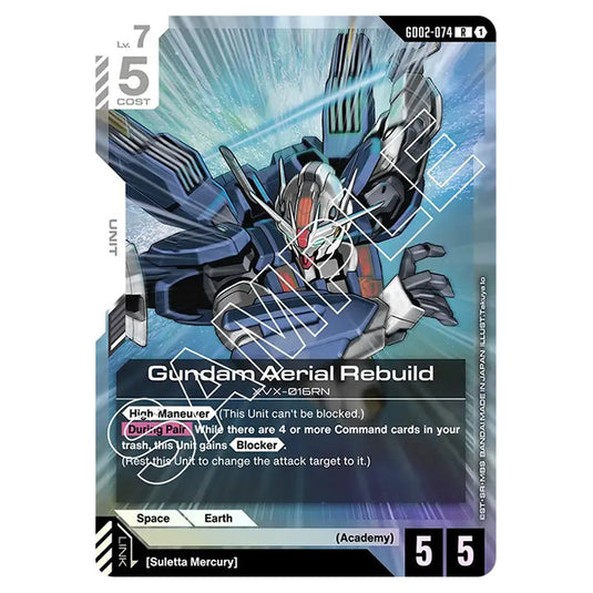 Gundam Aerial Rebuild GD02-074 card from the Gundam Card Game set Dual Impact
