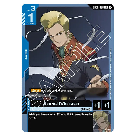 Jerid Messa GD02-086 card from the Gundam Card Game set Dual Impact