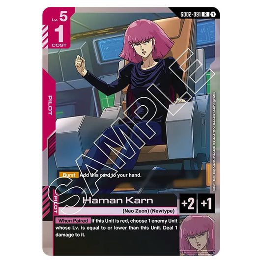 Haman Karn GD02-091 card from the Gundam Card Game set Dual Impact