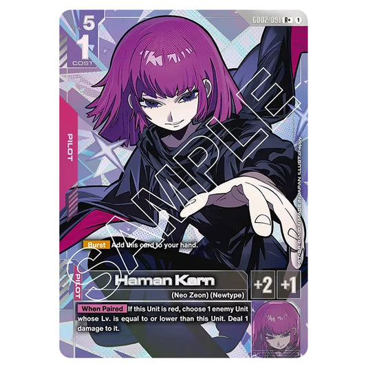 Haman Karn GD02-091-a card from the Gundam Card Game set Dual Impact