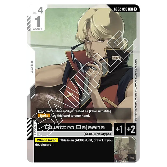 Quattro Bajeena GD02-098 card from the Gundam Card Game set Dual Impact