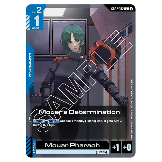Mouar’s Determination GD02-102 card from the Gundam Card Game set Dual Impact