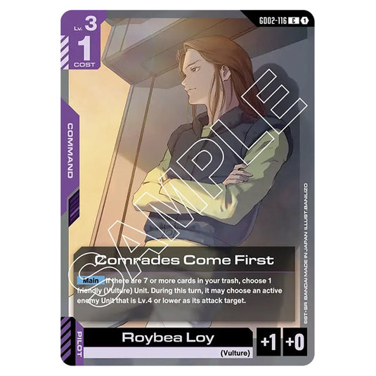 Comrades Come First GD02-116 card from the Gundam Card Game set Dual Impact