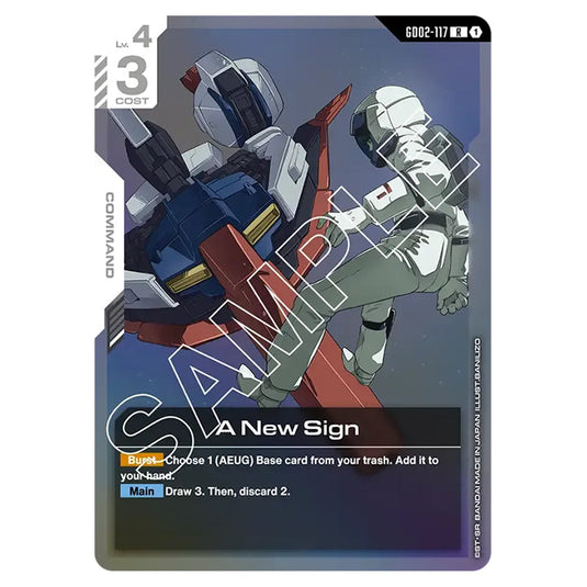 A New Sign GD02-117 card from the Gundam Card Game set Dual Impact