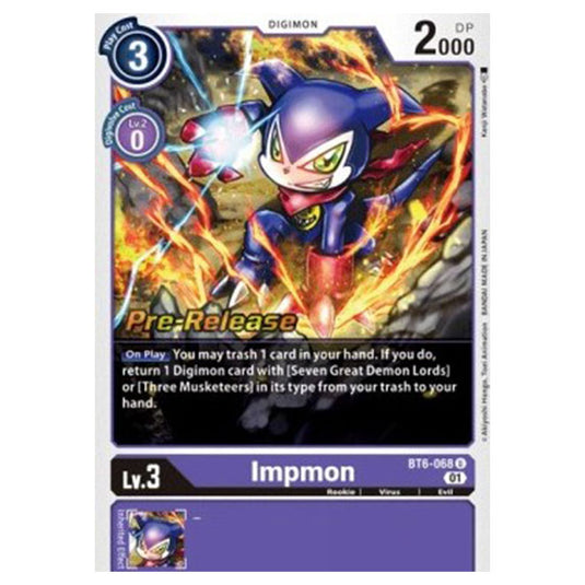 Digimon Card Game - Double Diamond (BT06) - Impmon Pre-release - BT06-068