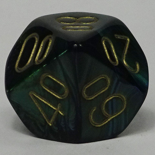 Chessex - Signature 16mm  D10/100 - Scarab - Jade with Gold