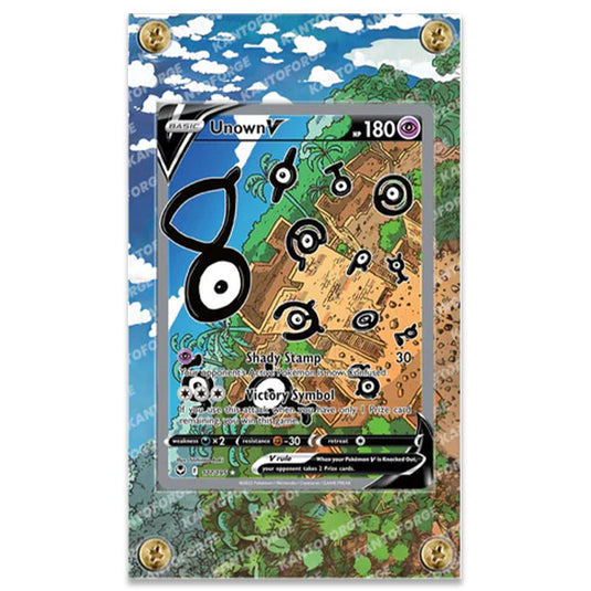 KantoForge - Extended Artwork Protective Card Display Case - Pokemon - Sword & Shield - Silver Tempest - Unown V - 177/195