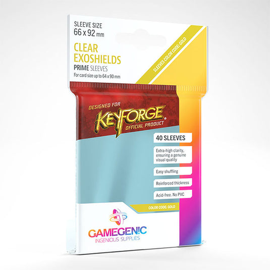 Gamegenic - PRIME KeyForge Exoshields 66 x 92 mm - Clear - (40 Sleeves)