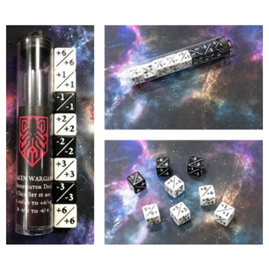 Kraken Wargames - Positive/Negative D6 Dice 16 mm (8 Dice in Tube)