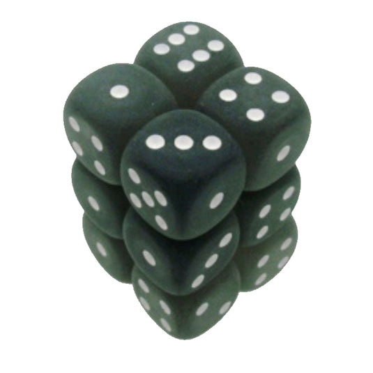 Chessex - Signature - 16mm d6 with pips Dice Blocks (12 Dice) - Frosted Polyheral Smoke/white