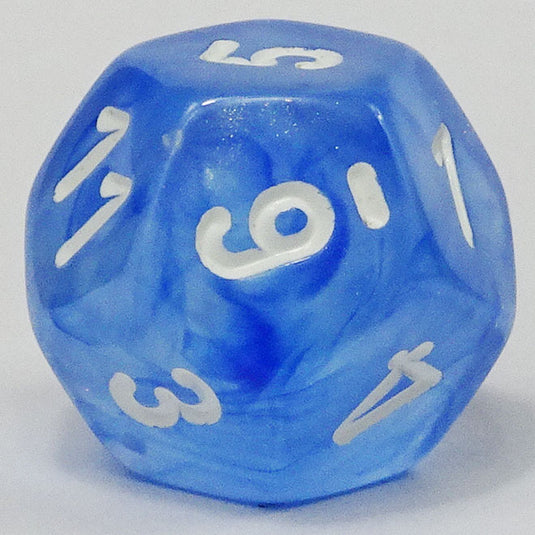 Chessex - Signature 16mm D12  - Nebula -  Light Blue with White